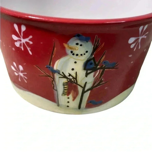 Snowman Christmas Dish Perfect for Dips, Nuts or Candy beautiful red - Picture 2 of 8